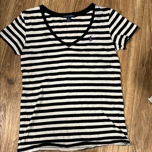 Polo by Ralph Lauren Blue Label Black and White Fitted Short Sleeve Tee